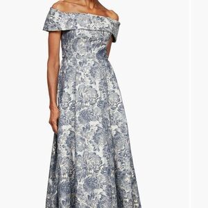 Alex Evenings Maxi Off-the-Shoulder brocade gown size 14